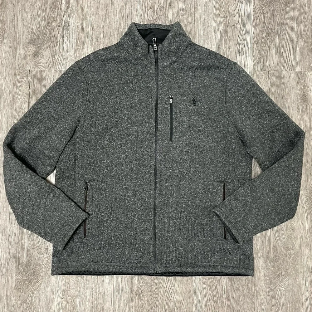 Polo Ralph Lauren Jacket Men's Large Gray Performance Fleece Better Sweater